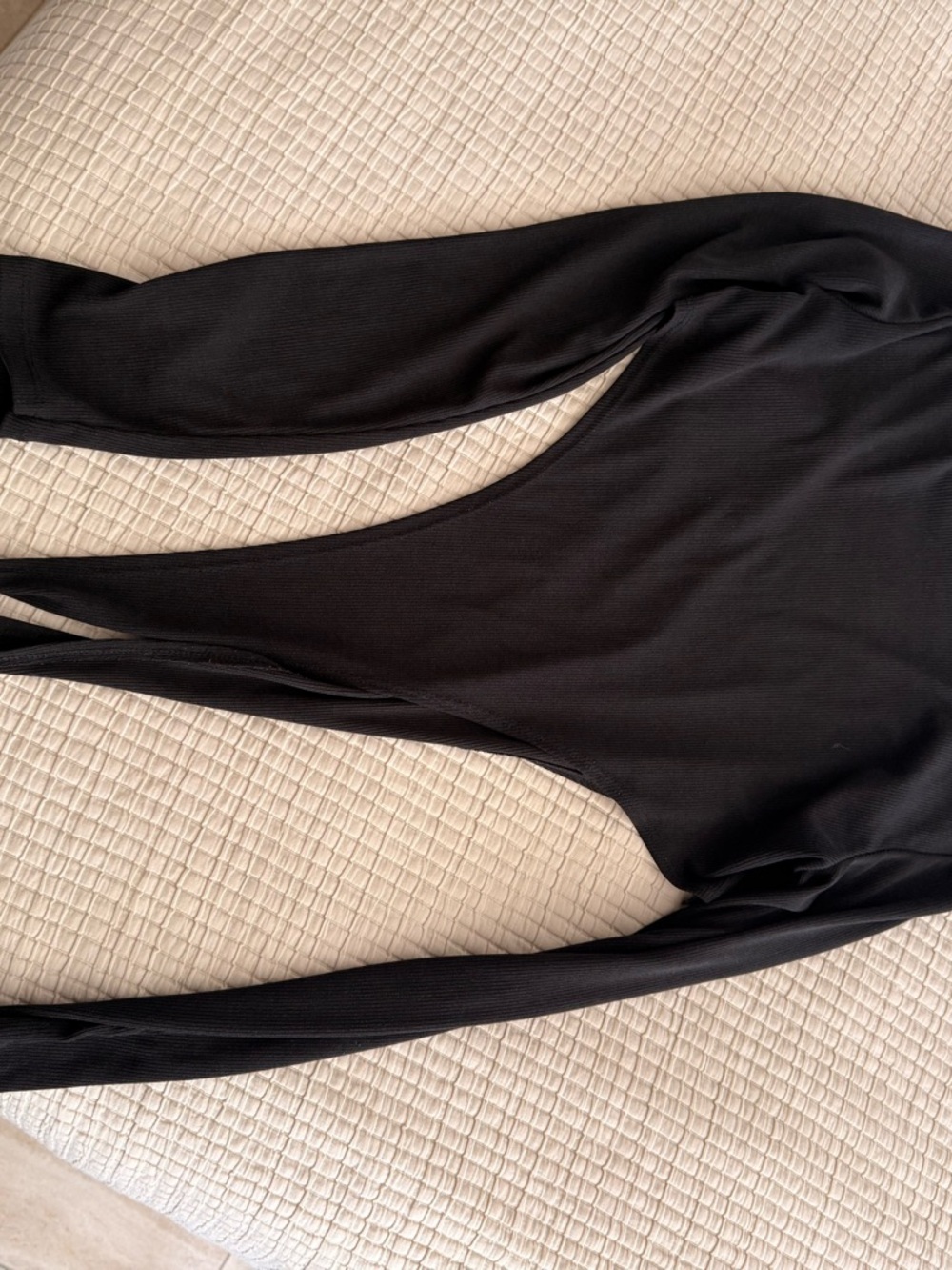 Black Ribbed Long Sleeve Bodysuit
